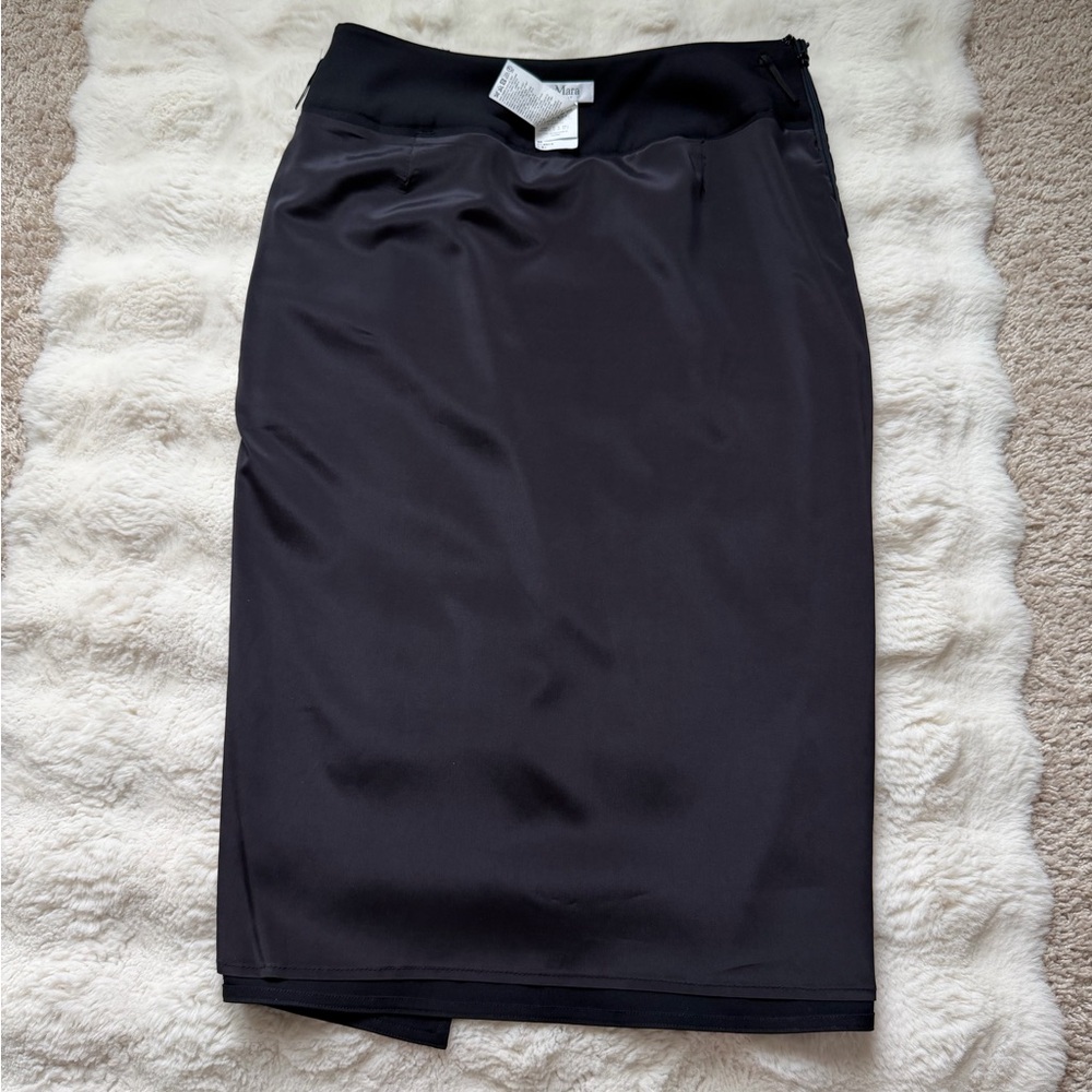 MaxMara Luxe Virgin Wool Fox Wrap Black Pencil Skirt-Made in Italy - 10(M) - Picture 7 of 14
